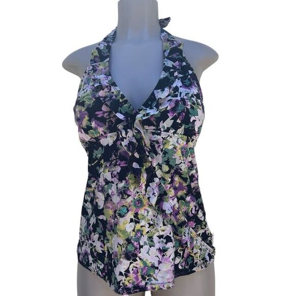ASSETS By Sarah Blakely Spanx Swim Tankini Women's XL Multicolor Floral Halter - Picture 9 of 13